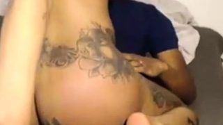 Black Pussy Tattooed on Webcam Big Ass Fucked Hard
