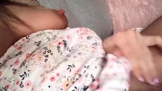 Milf moans quietly while rubbing her pussy to orgasm on webc